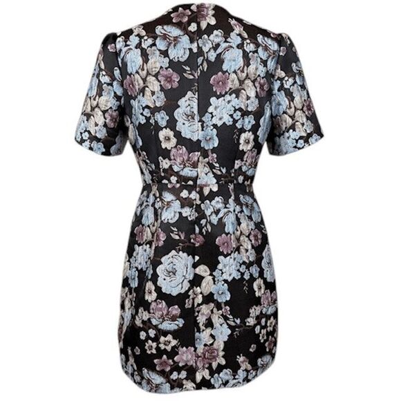 Gal Meets Glam Presley Jacquard Dress Embroidered Textured Back Zip Size 8 - Picture 5 of 13